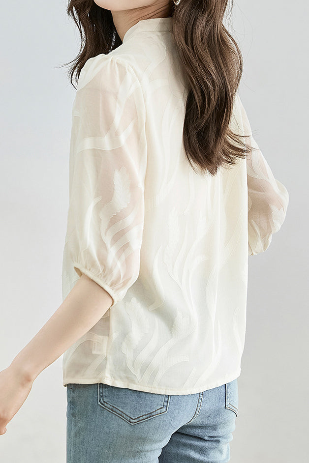 Fashion Jacquard Chiffon Shirt - liwisi