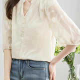 Fashion Jacquard Chiffon Shirt - liwisi
