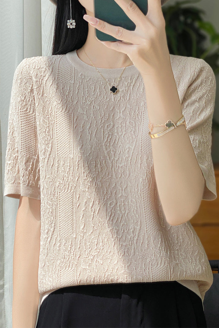 Three-Dimensional Jacquard Ice Silk Knit Top - liwisi