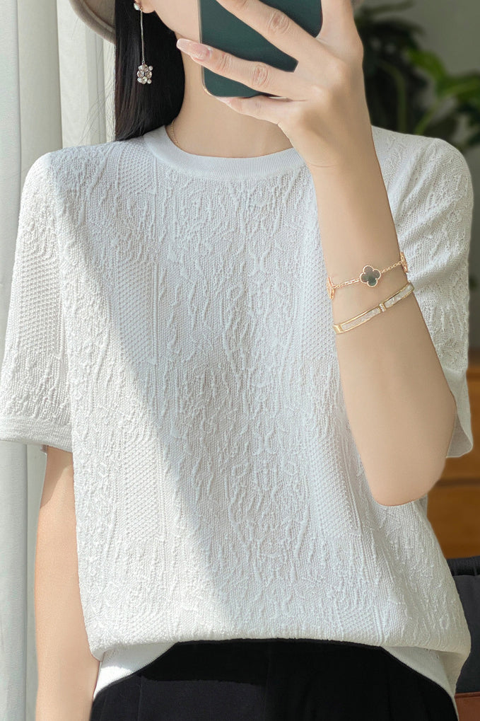 Three-Dimensional Jacquard Ice Silk Knit Top - liwisi