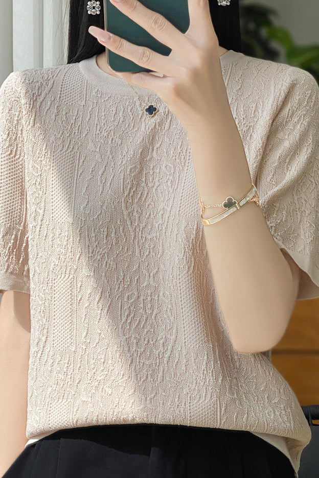 Three-Dimensional Jacquard Ice Silk Knit Top - liwisi