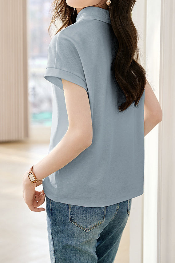 Peter Pan Collar Elegant Polo Shirt - liwisi