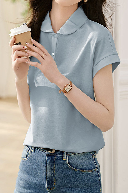 Peter Pan Collar Elegant Polo Shirt - liwisi