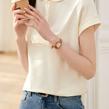 Peter Pan Collar Elegant Polo Shirt - liwisi