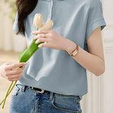 Peter Pan Collar Elegant Polo Shirt - liwisi