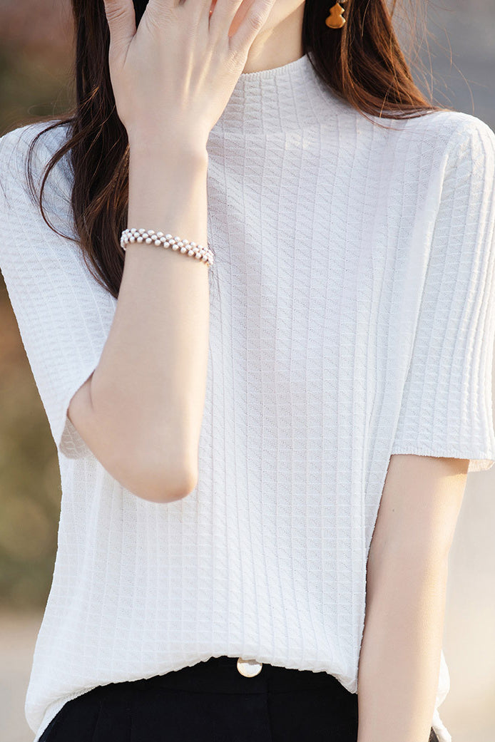 Ice Silk Half High Neck Knit Top - liwisi