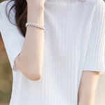 Ice Silk Half High Neck Knit Top - liwisi