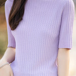 Ice Silk Half High Neck Knit Top - liwisi