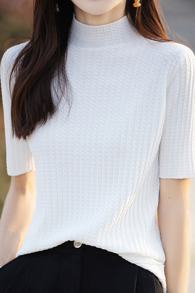 Ice Silk Half High Neck Knit Top - liwisi