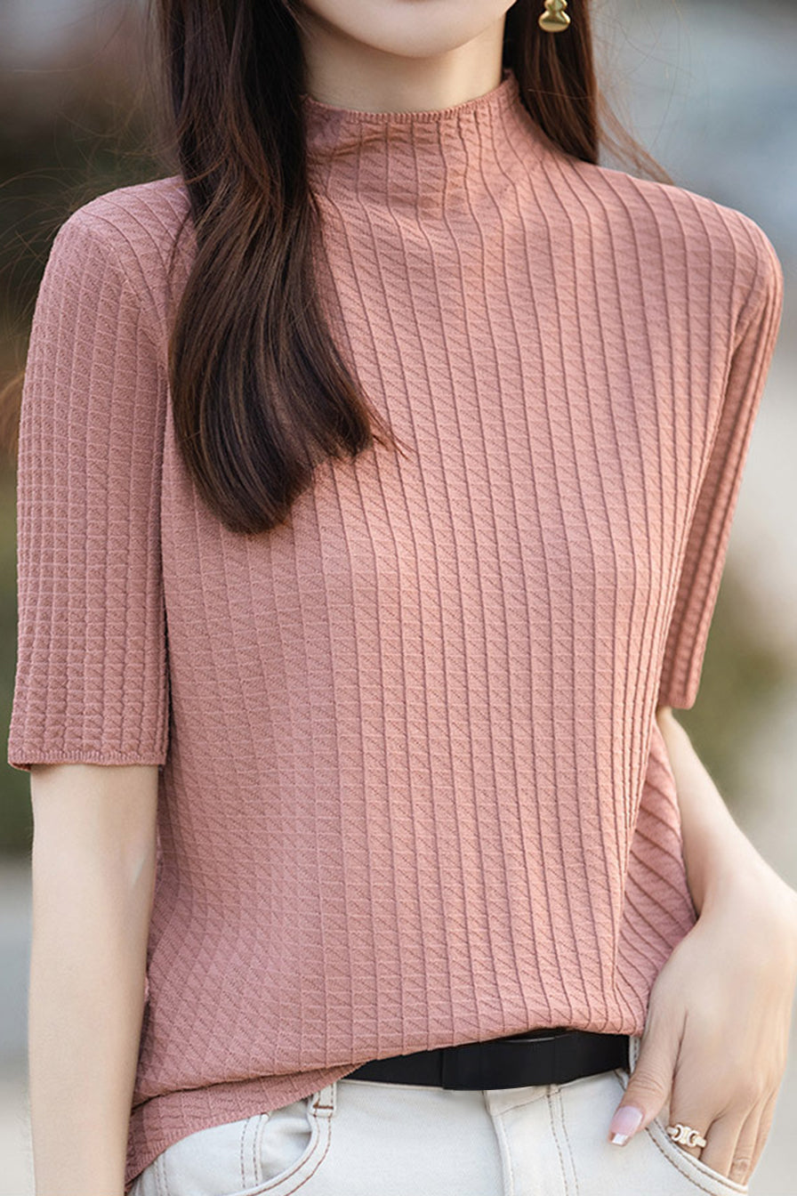 Ice Silk Half High Neck Knit Top - liwisi