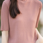 Ice Silk Half High Neck Knit Top - liwisi