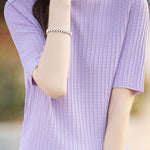 Ice Silk Half High Neck Knit Top - liwisi