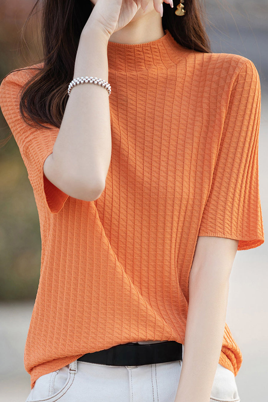 Ice Silk Half High Neck Knit Top - liwisi