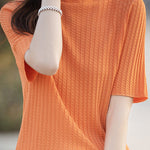 Ice Silk Half High Neck Knit Top - liwisi