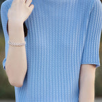 Ice Silk Half High Neck Knit Top - liwisi