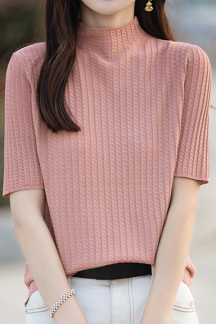 Ice Silk Half High Neck Knit Top - liwisi