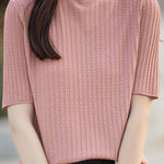Ice Silk Half High Neck Knit Top - liwisi