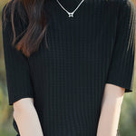Ice Silk Half High Neck Knit Top - liwisi