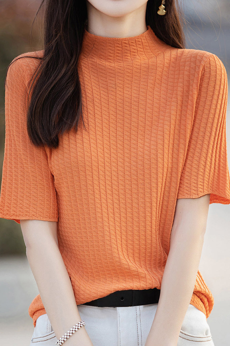 Ice Silk Half High Neck Knit Top - liwisi