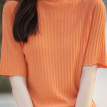 Ice Silk Half High Neck Knit Top - liwisi