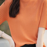 Ice Silk Half High Neck Knit Top - liwisi