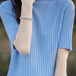 Ice Silk Half High Neck Knit Top - liwisi