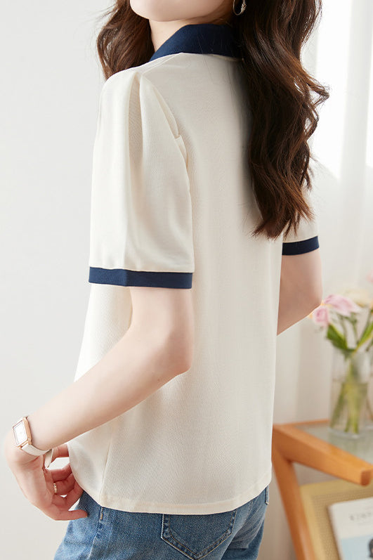 Color Block Short Sleeve Polo Shirt - liwisi