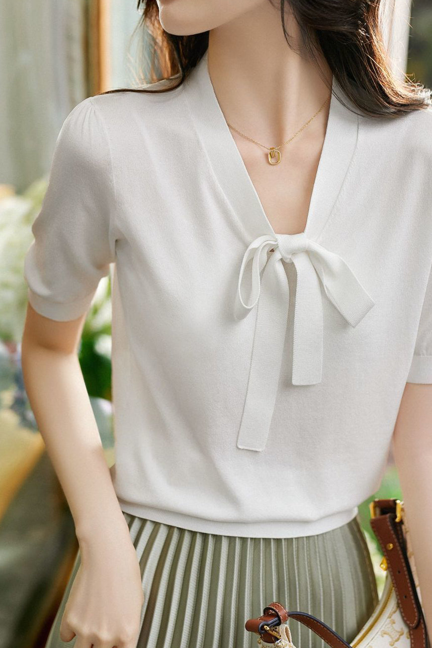 Elegant Tie-Knit Top - liwisi