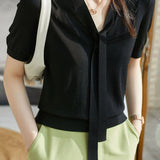 Elegant Tie-Knit Top - liwisi