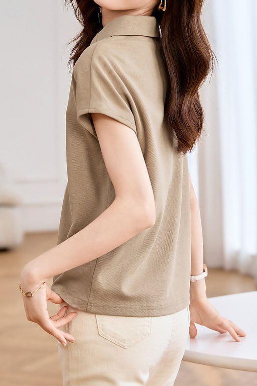 Polo Raglan Sleeve Short T-Shirt - liwisi