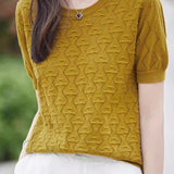 Elegant Hollow Textured Knit Top - liwisi