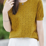 Elegant Hollow Textured Knit Top - liwisi