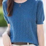 Elegant Hollow Textured Knit Top - liwisi