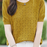 Elegant Hollow Textured Knit Top - liwisi