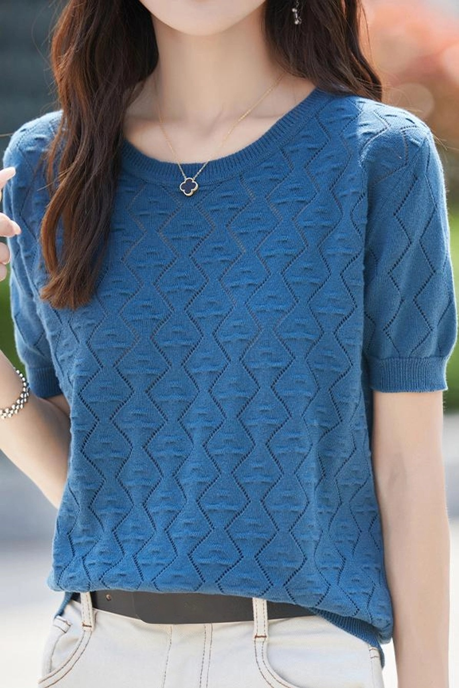 Elegant Hollow Textured Knit Top - liwisi