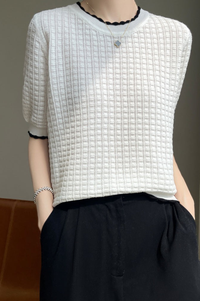 Minimalist Hollow Knit Top - liwisi