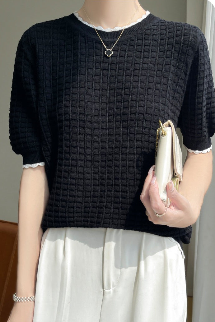 Minimalist Hollow Knit Top - liwisi