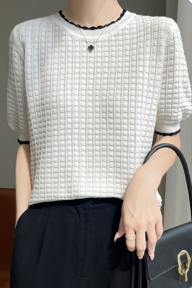 Minimalist Hollow Knit Top - liwisi