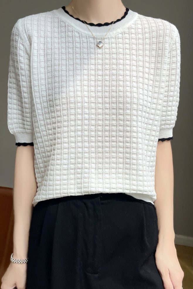 Minimalist Hollow Knit Top - liwisi