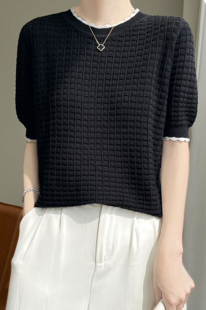 Minimalist Hollow Knit Top - liwisi