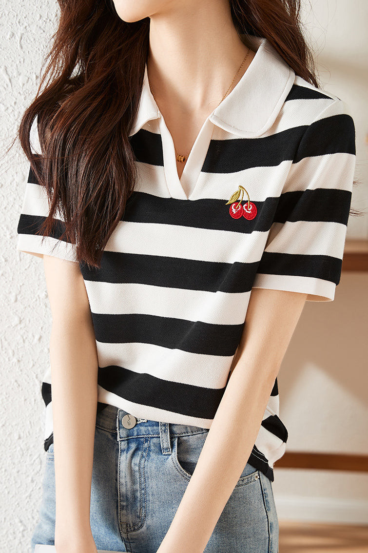 Cute Cherry Embroidered Knit Sweater - liwisi