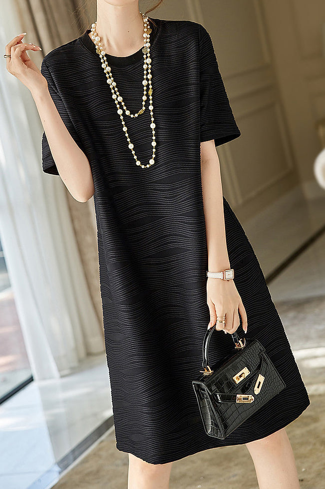 Textured Knit Stretch Dress - liwisi