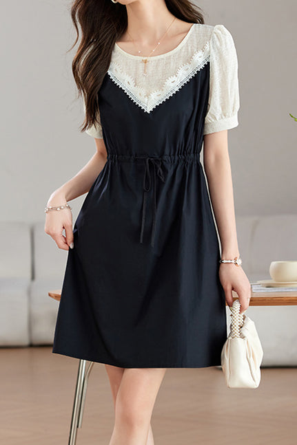 Faux Two-Piece Spliced Dress - liwisi