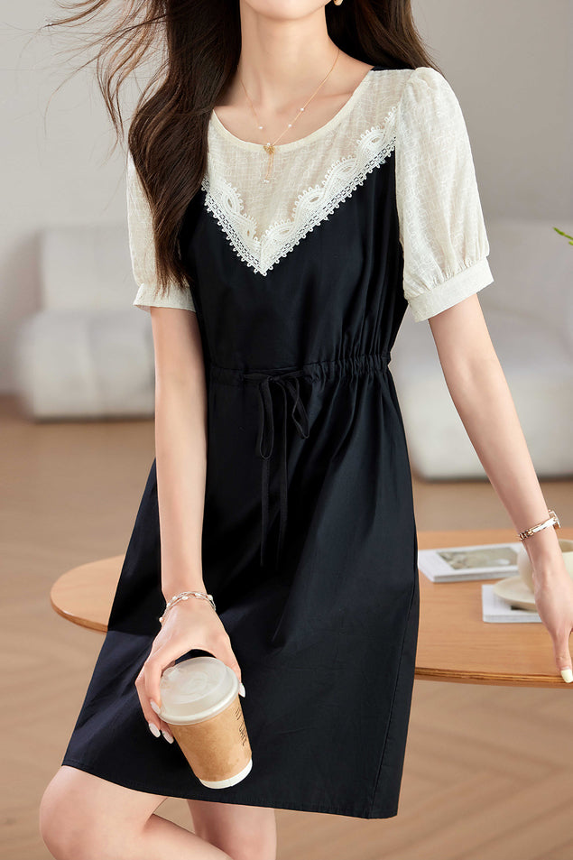 Faux Two-Piece Spliced Dress - liwisi