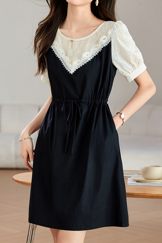 Faux Two-Piece Spliced Dress - liwisi