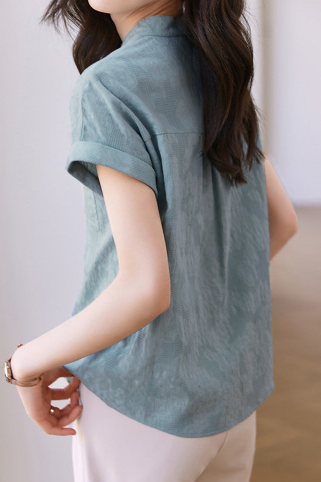 Solid Color Jacquard Shirt - liwisi