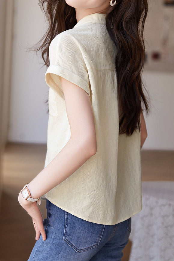 Solid Color Jacquard Shirt - liwisi