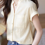 Solid Color Jacquard Shirt - liwisi