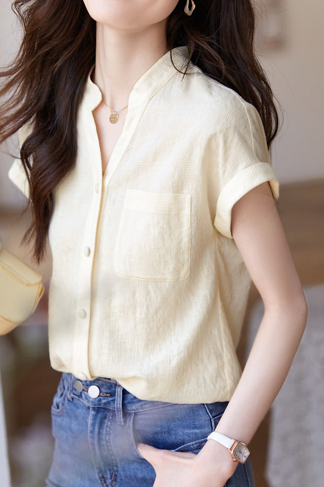 Solid Color Jacquard Shirt - liwisi