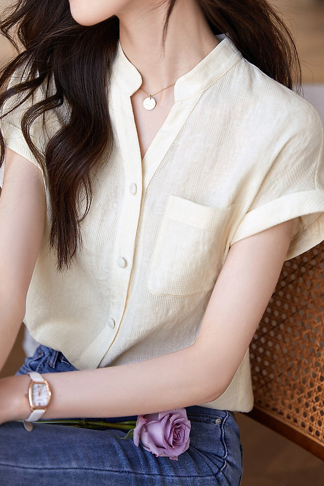 Solid Color Jacquard Shirt - liwisi